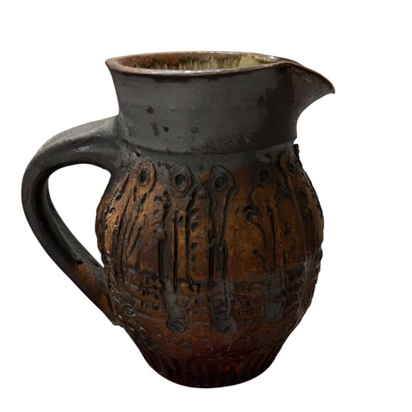 Vintage Monastery Art Collection Handcrafted Pitcher With Floral Pattern - Picture 4 of 9